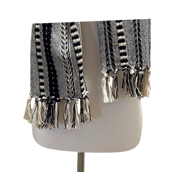 Design Imports Tribal Scarf Cream/Black One Size - Picture 6 of 14